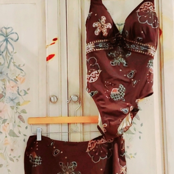 Swimsuit/Skirt cover up 2 piece set one piece suit - Picture 15 of 15